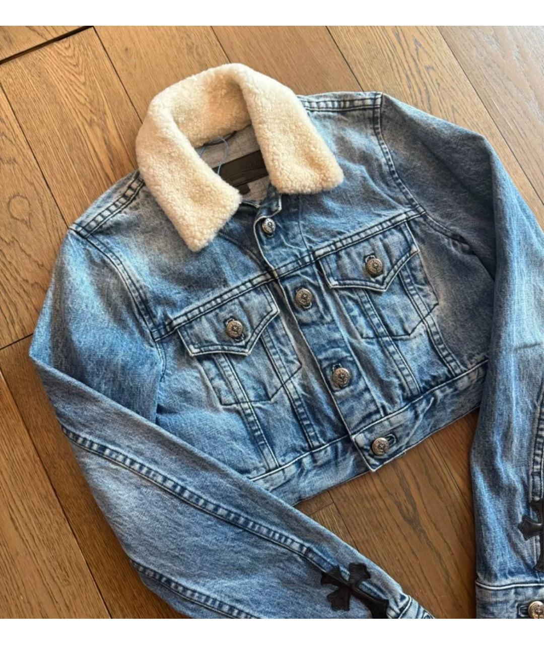 CHROME HEARTS Синяя деним дубленка, фото 2