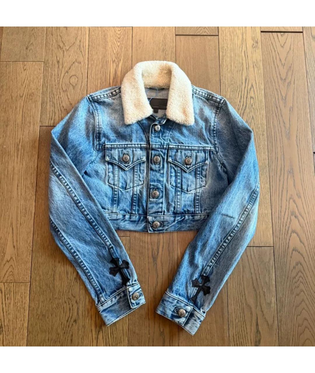 CHROME HEARTS Синяя деним дубленка, фото 5