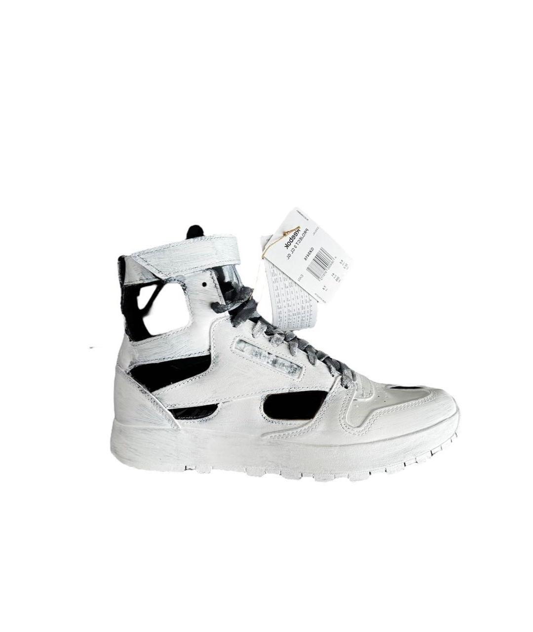 MAISON MARGIELA Белые кожаные высокие кроссовки / кеды, фото 6