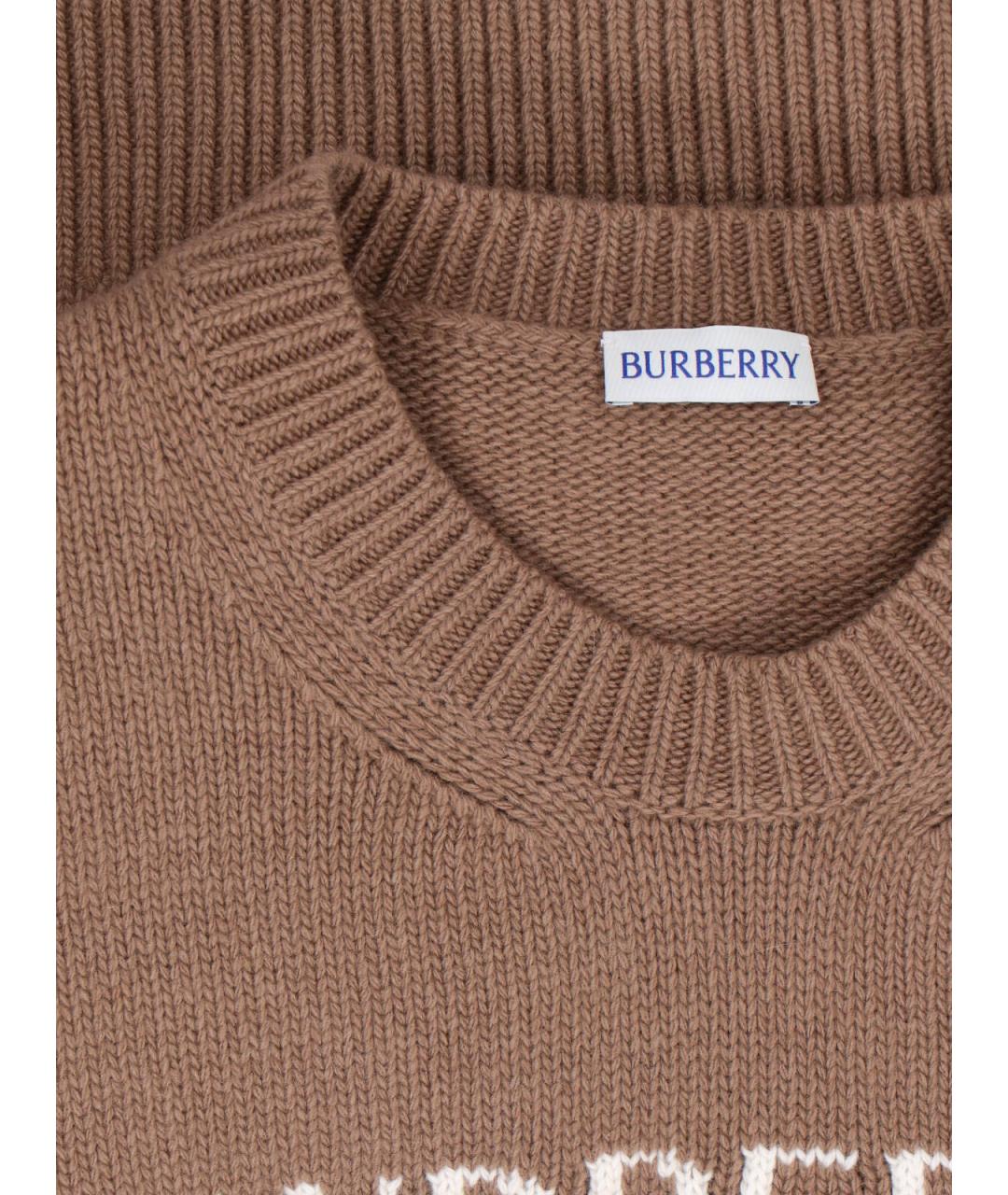 BURBERRY Коричневый шерстяной джемпер / свитер, фото 4