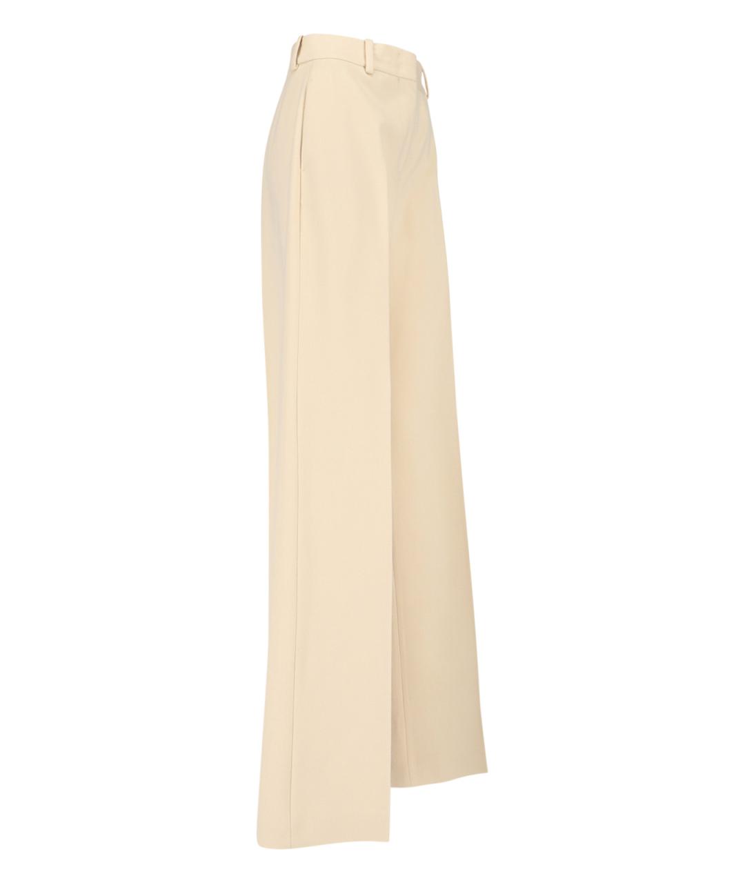 ERMANNO SCERVINO Бежевые шерстяные прямые брюки, фото 3
