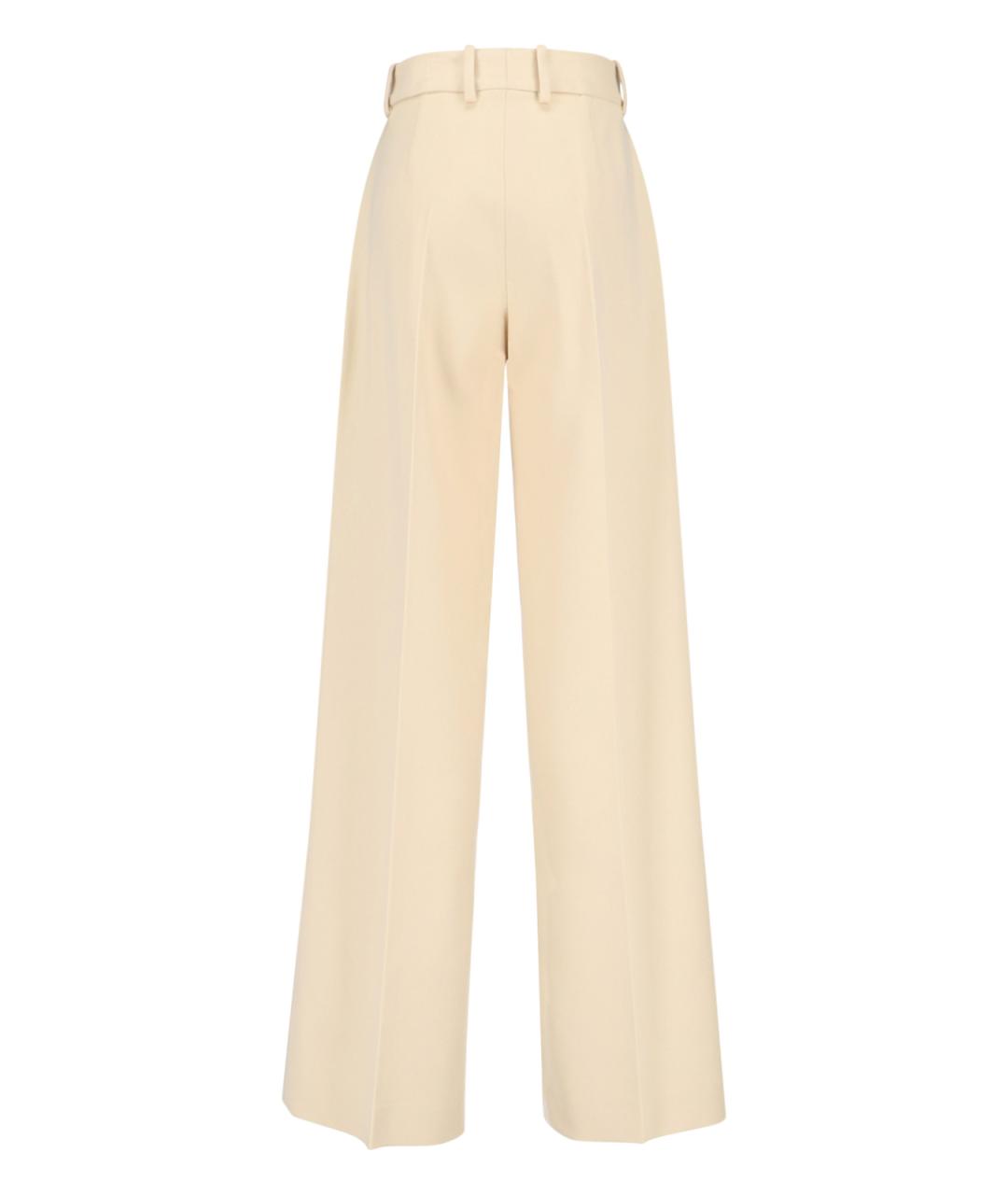 ERMANNO SCERVINO Бежевые шерстяные прямые брюки, фото 2