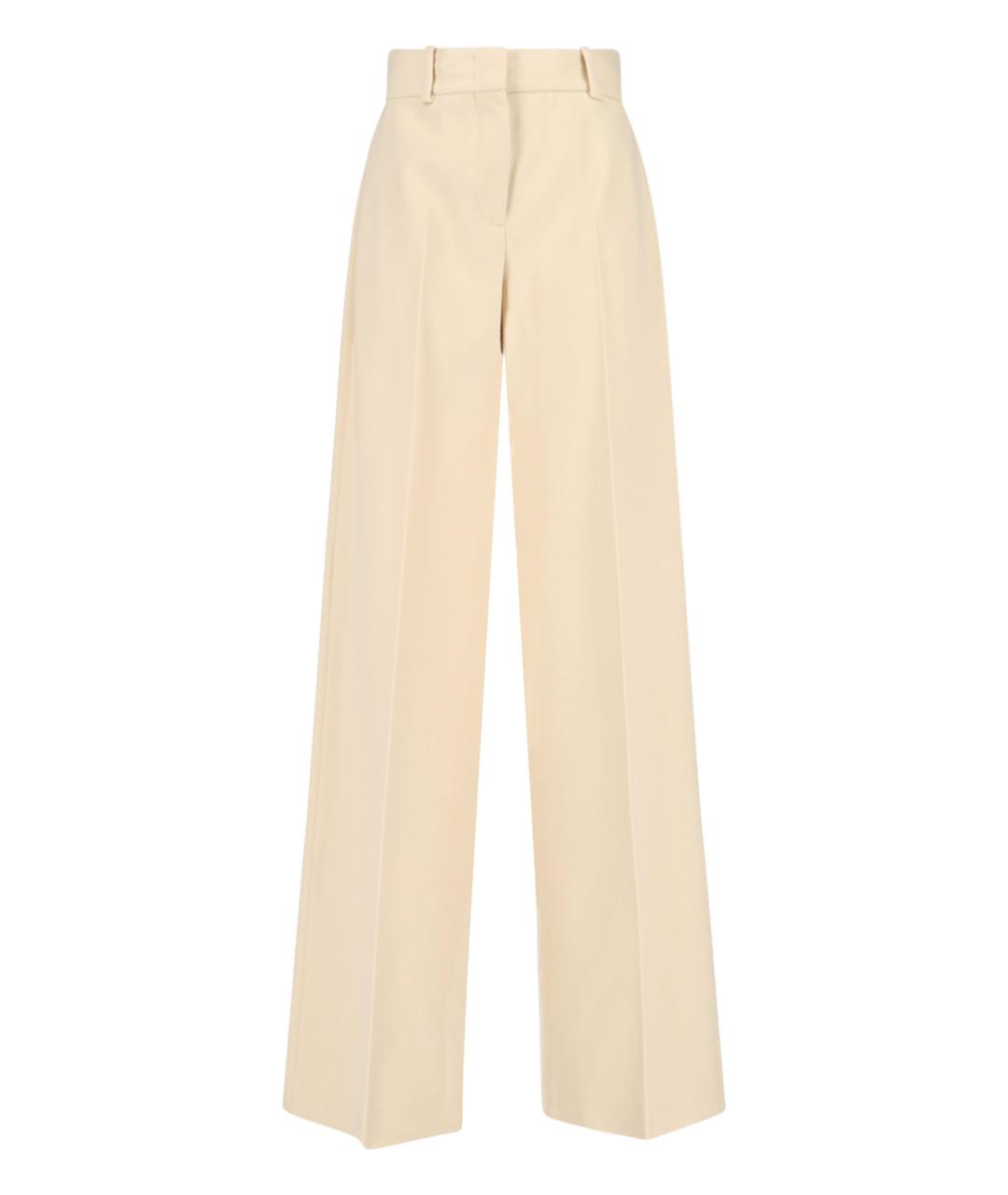 ERMANNO SCERVINO Бежевые шерстяные прямые брюки, фото 1