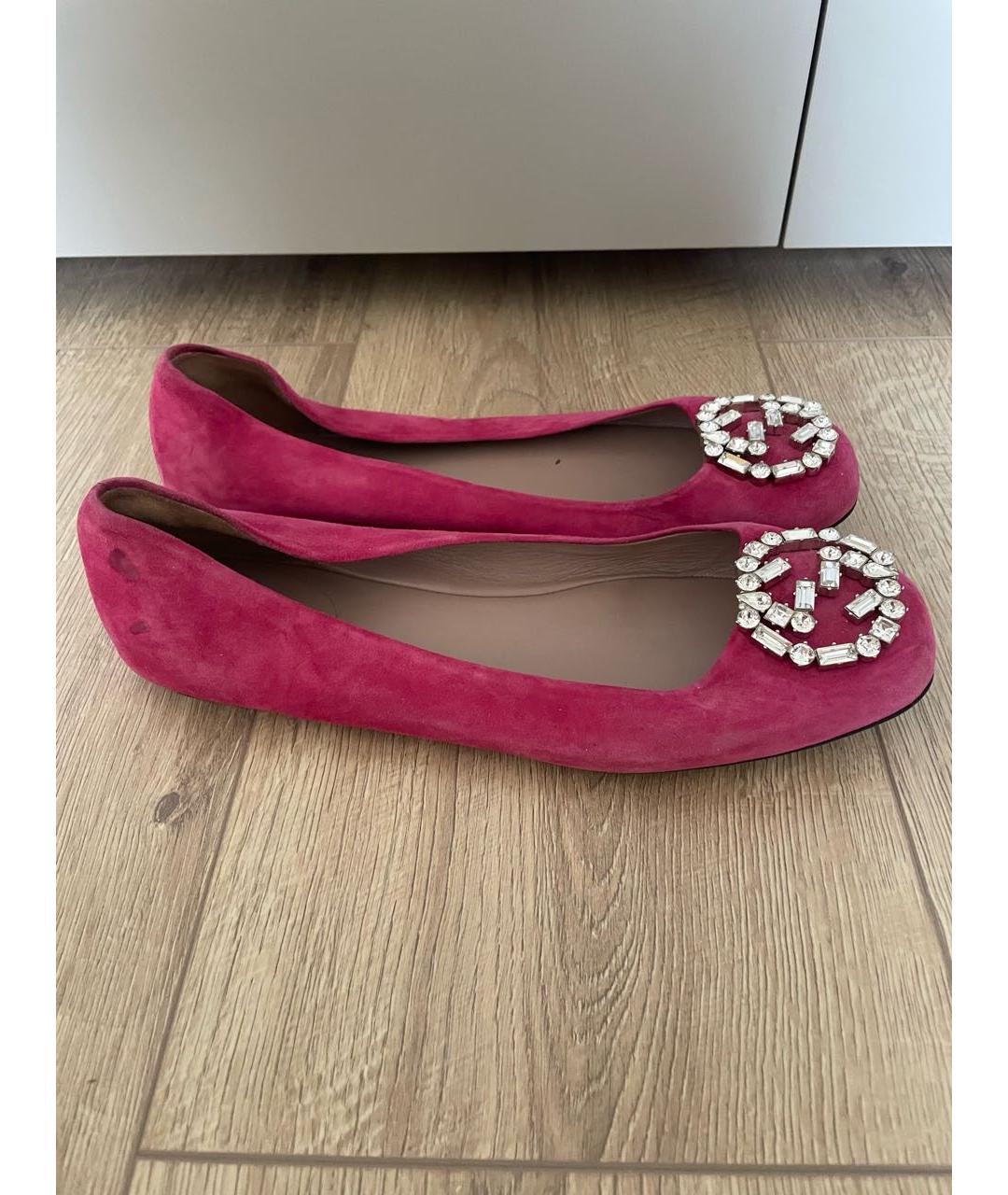 GUCCI Фуксия замшевые балетки, фото 8