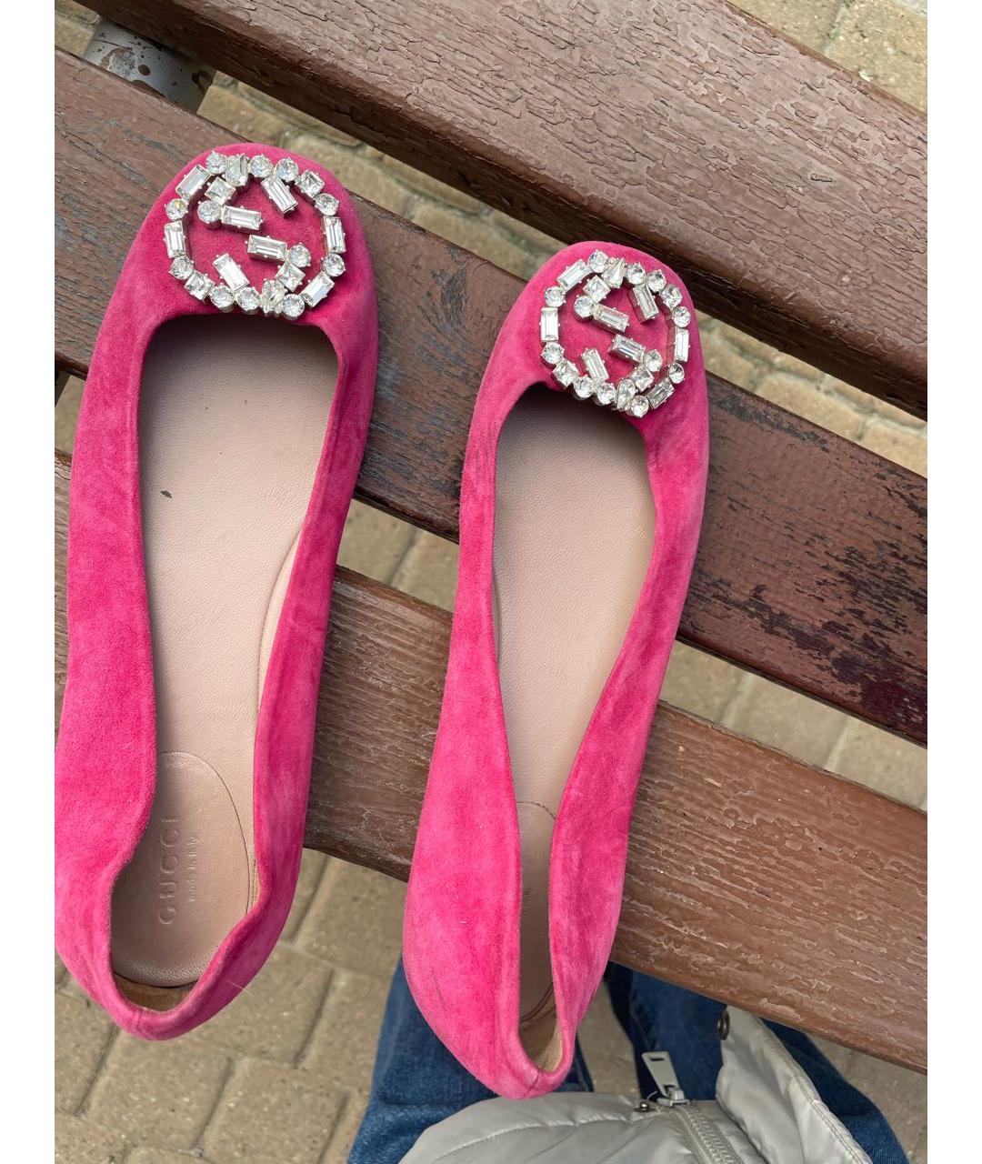 GUCCI Фуксия замшевые балетки, фото 3