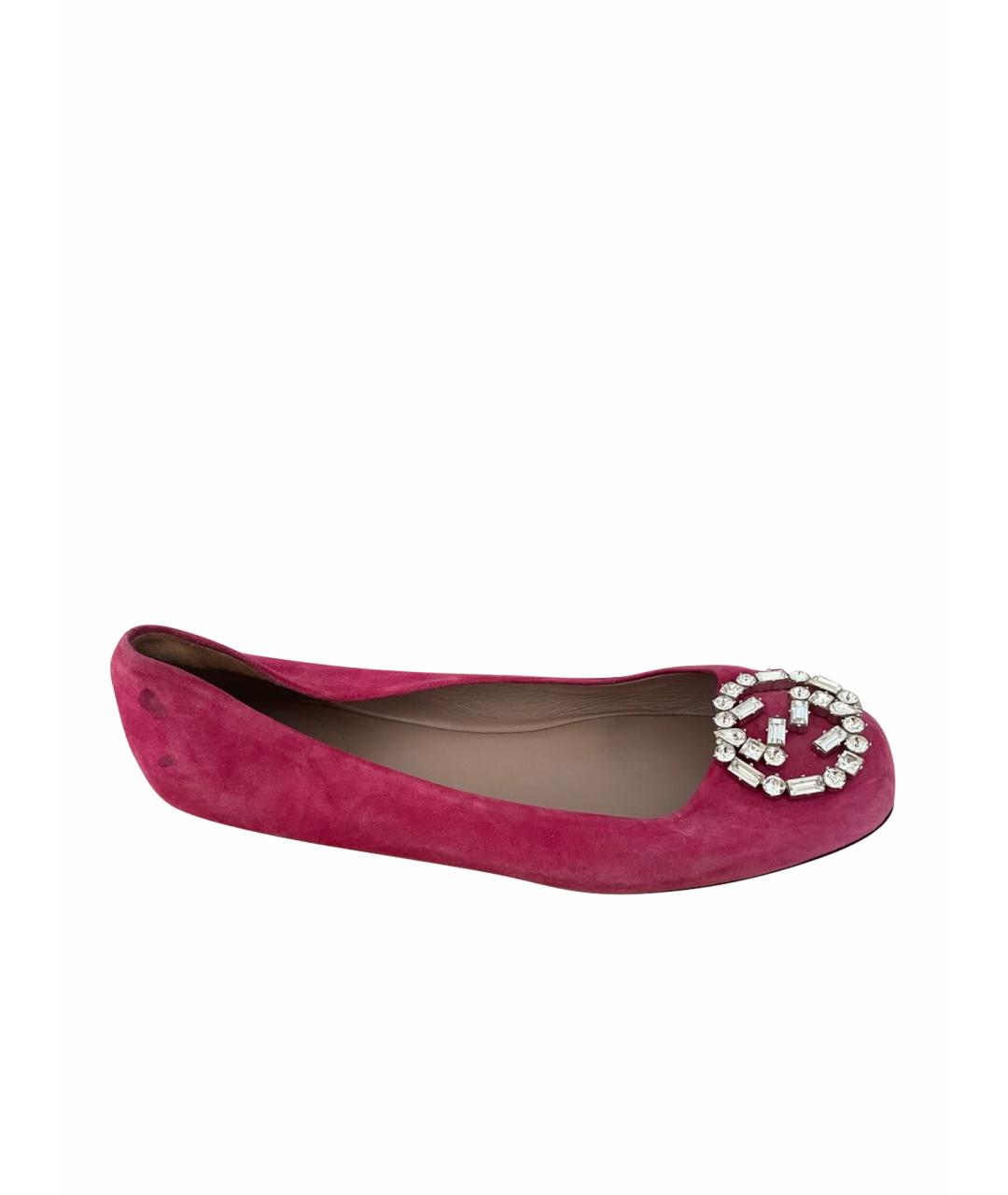 GUCCI Фуксия замшевые балетки, фото 1