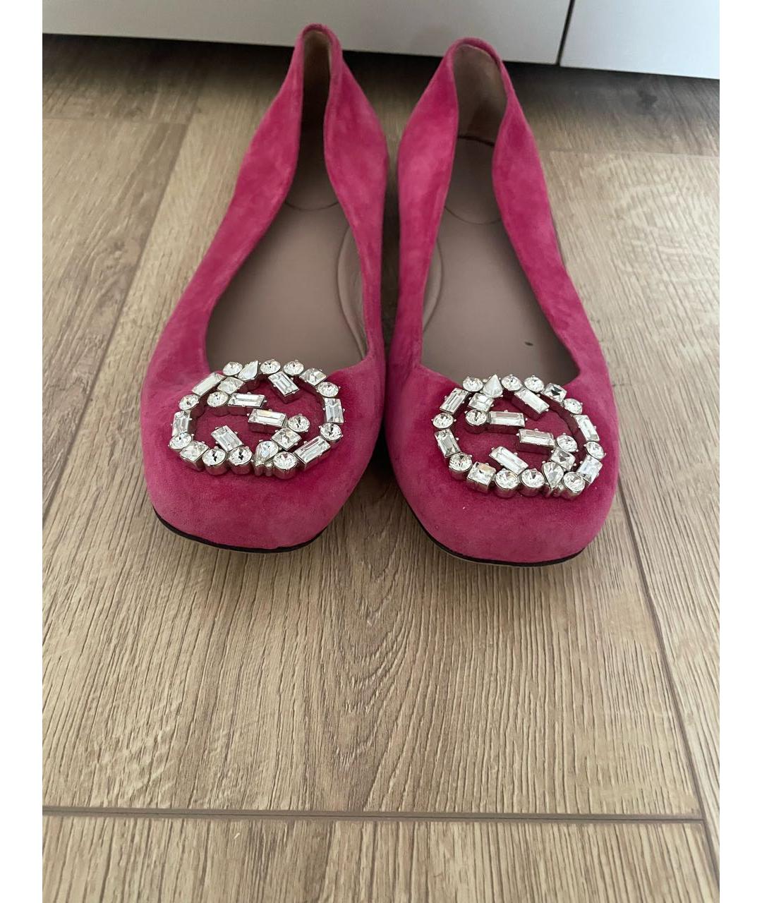 GUCCI Фуксия замшевые балетки, фото 2
