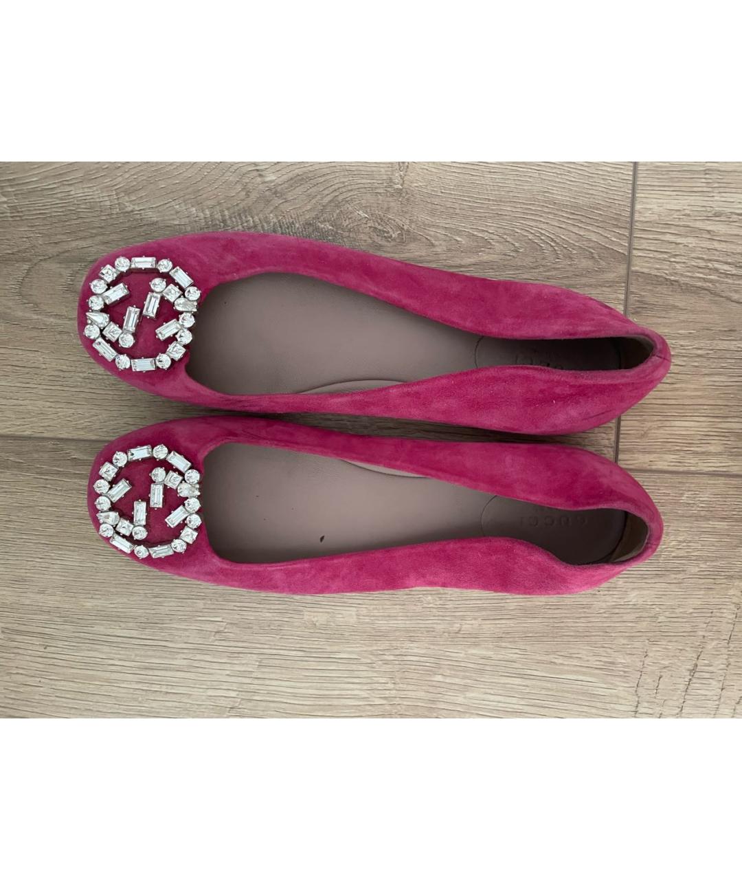GUCCI Фуксия замшевые балетки, фото 5