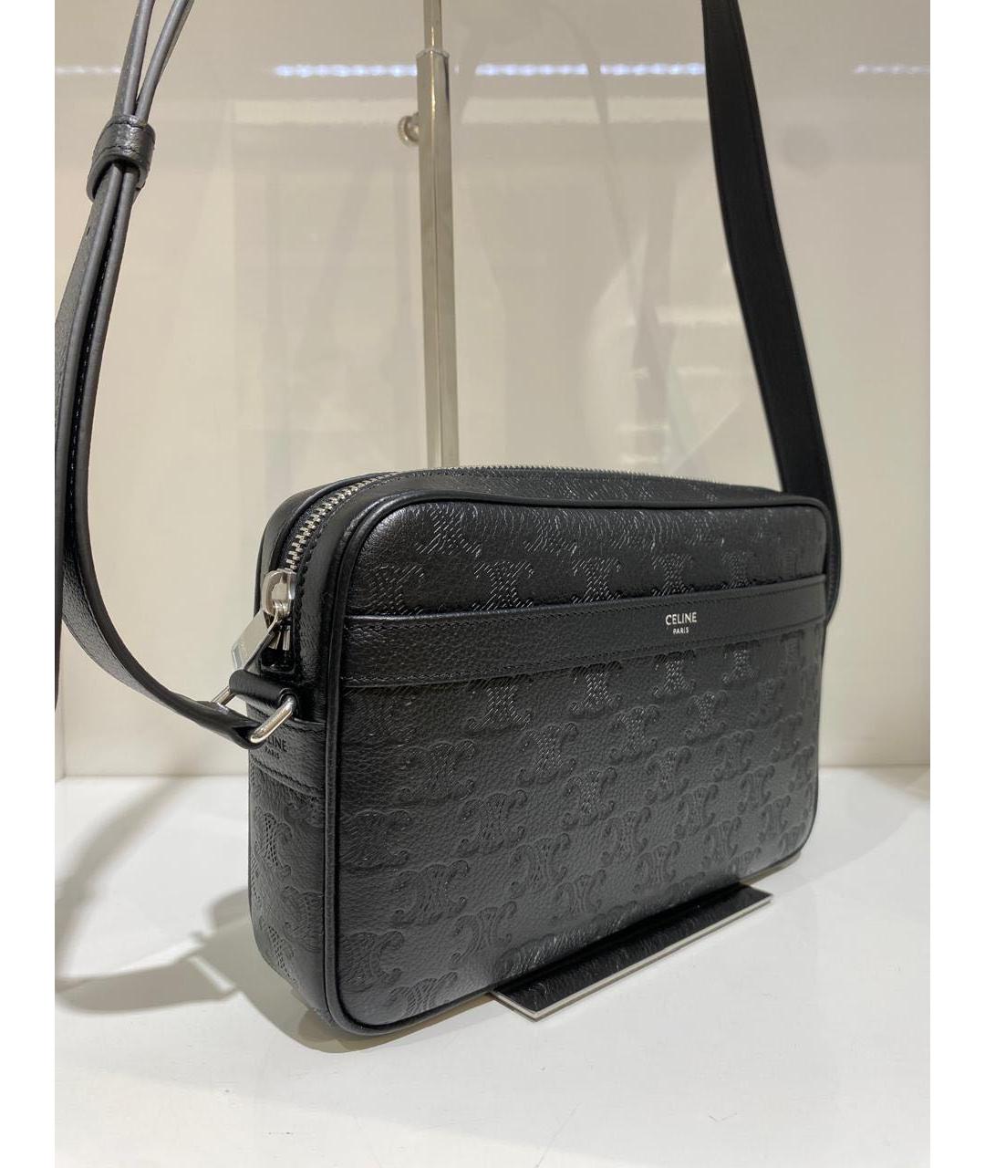 CELINE Черная кожаная сумка через плечо, фото 3