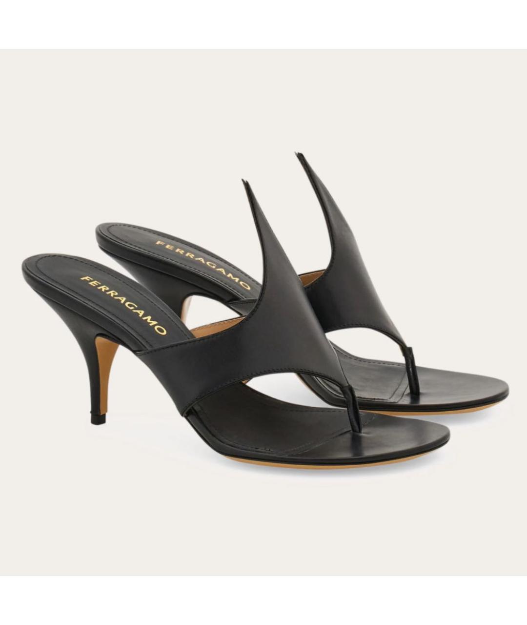 FERRAGAMO Черные кожаные мюли, фото 2