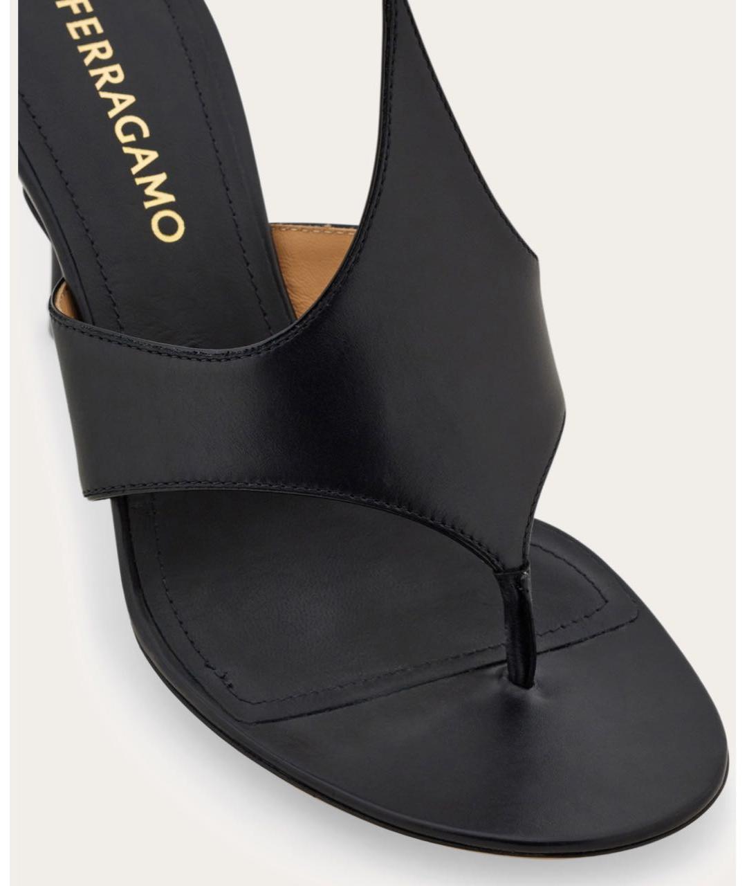 FERRAGAMO Черные кожаные мюли, фото 4