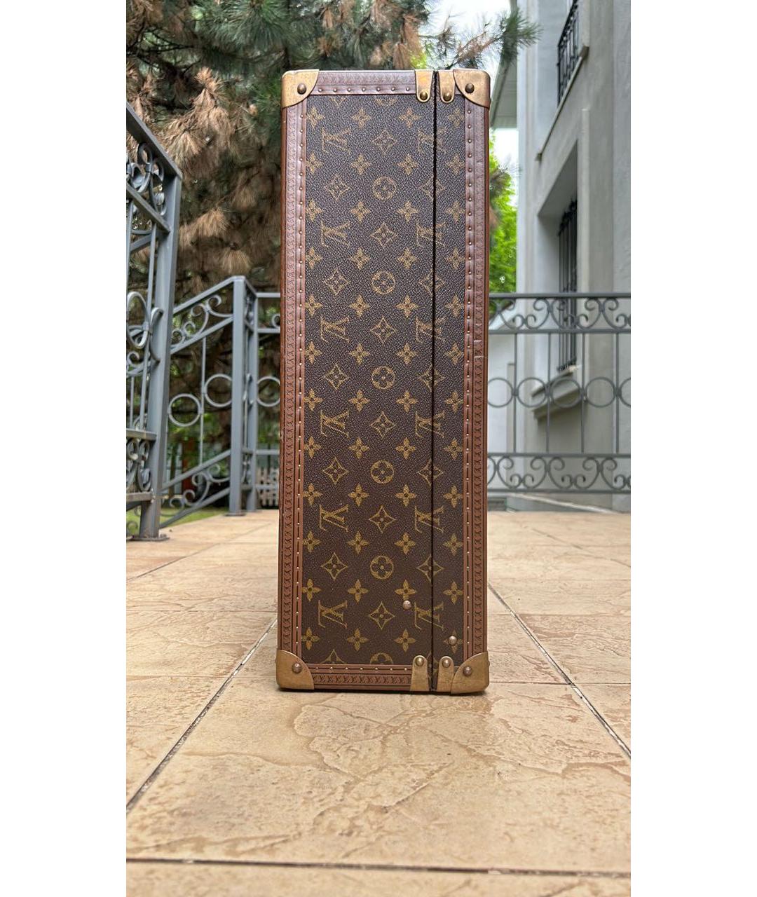 LOUIS VUITTON Коричневый кожаный чемодан, фото 2