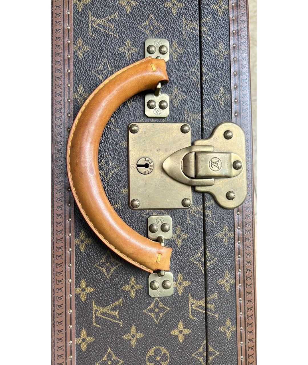 LOUIS VUITTON Коричневый кожаный чемодан, фото 6