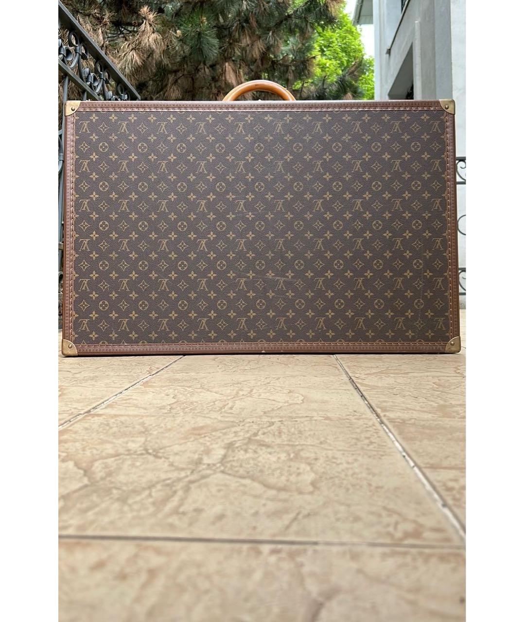 LOUIS VUITTON Коричневый кожаный чемодан, фото 8