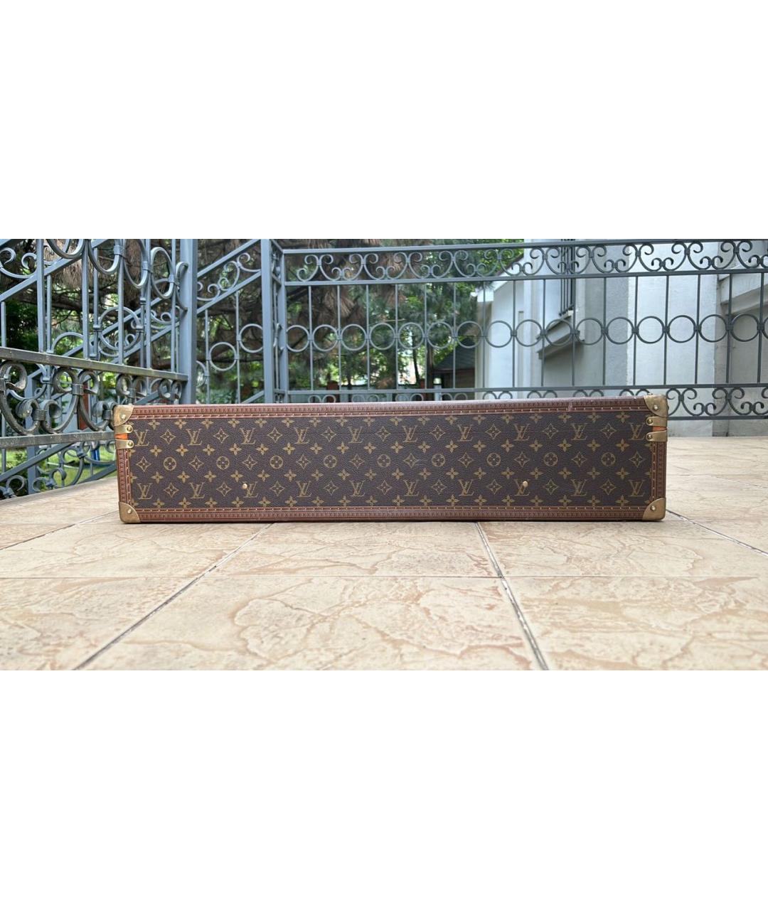 LOUIS VUITTON Коричневый кожаный чемодан, фото 7