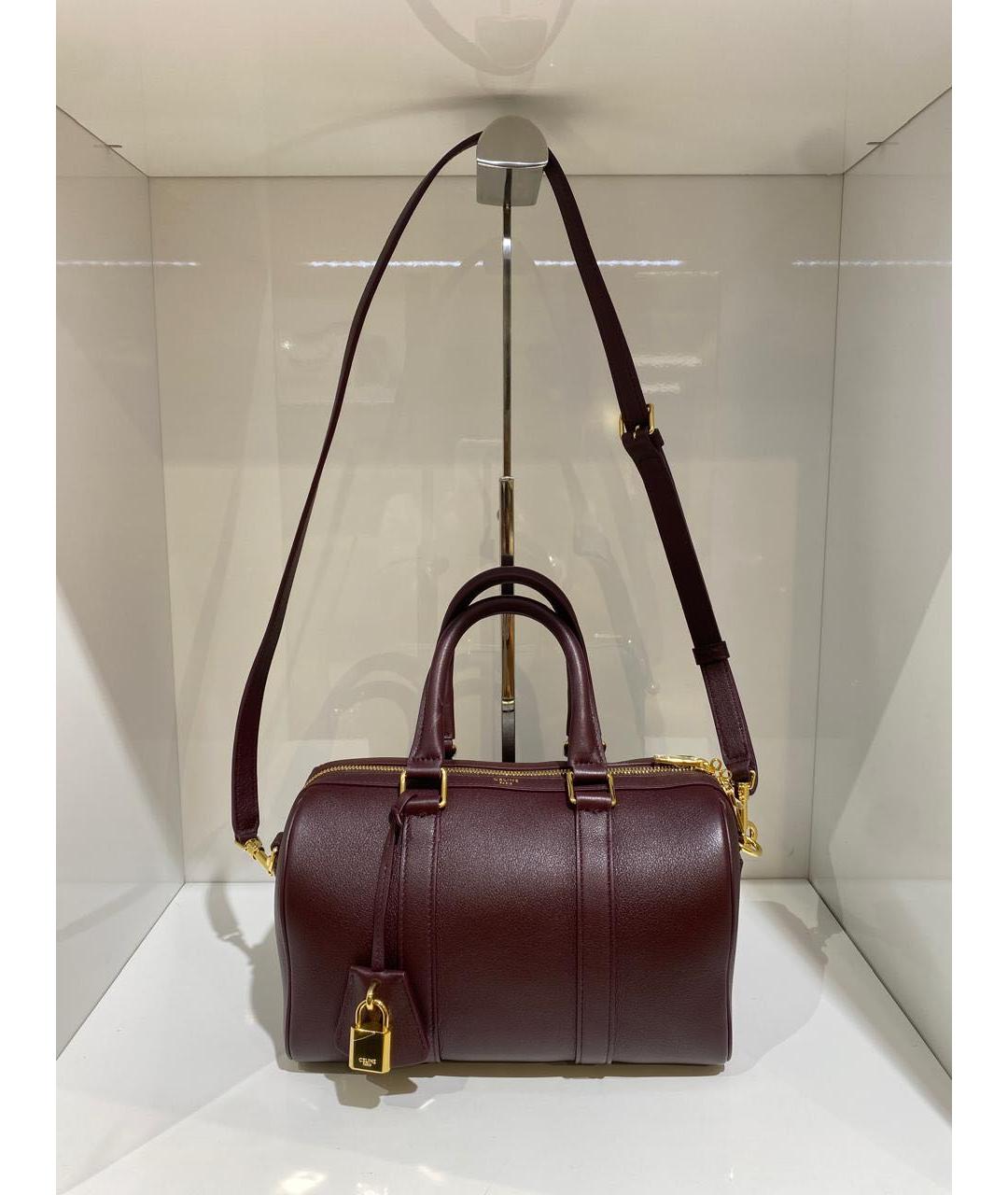 CELINE Бордовая кожаная сумка тоут, фото 2