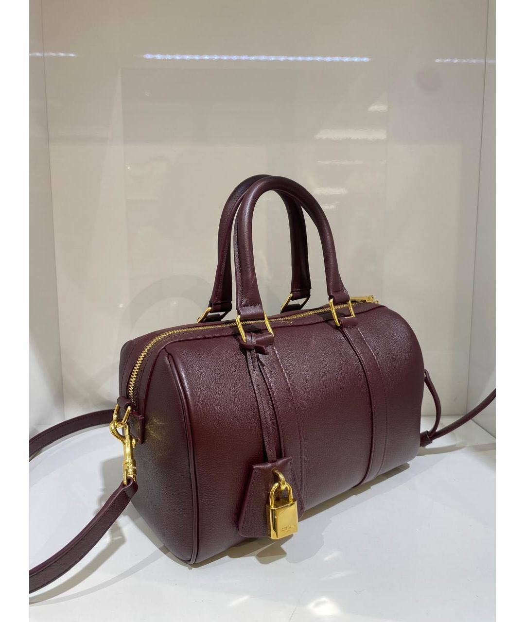CELINE Бордовая кожаная сумка тоут, фото 3