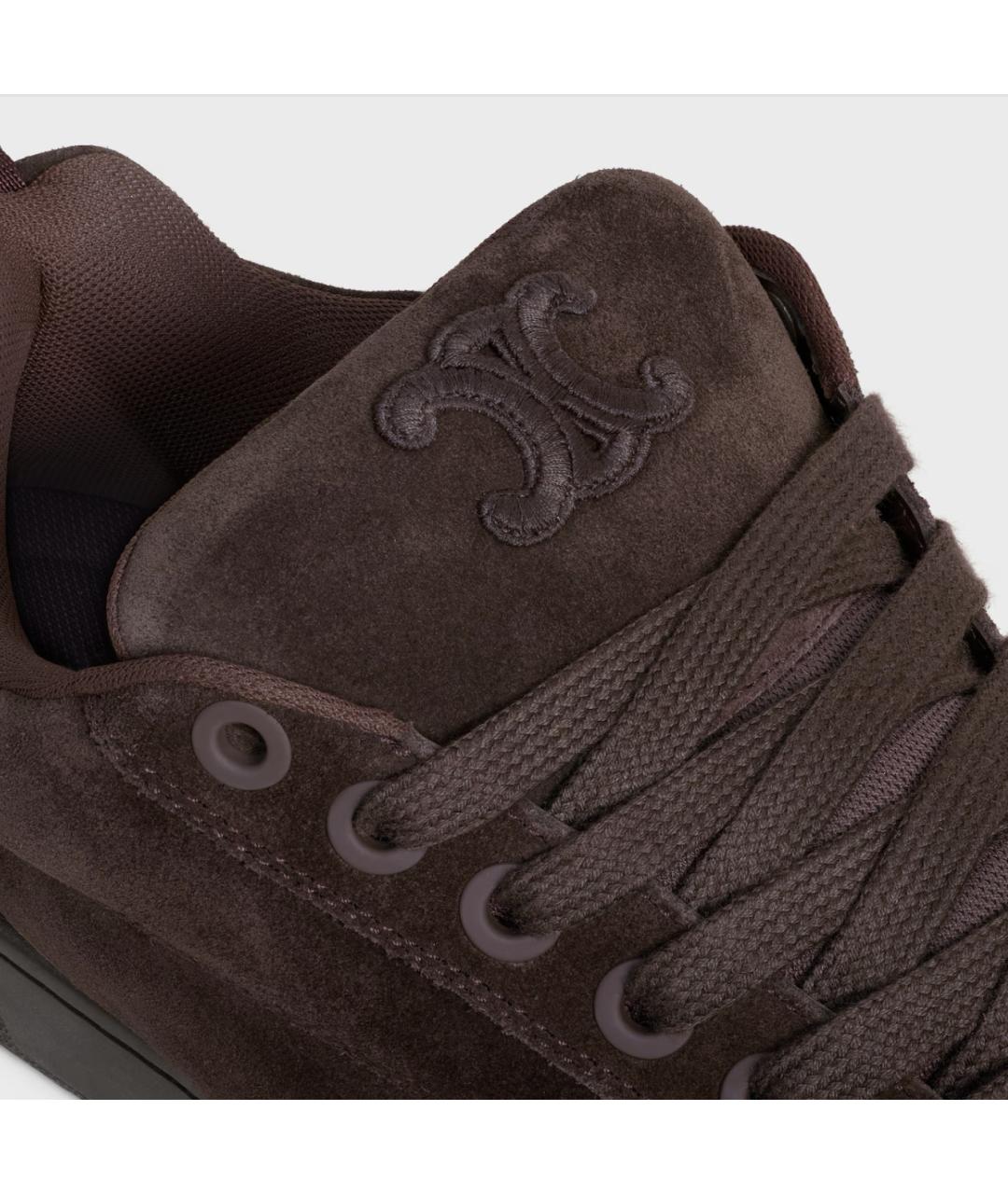 CELINE Коричневые замшевые низкие кроссовки / кеды, фото 7