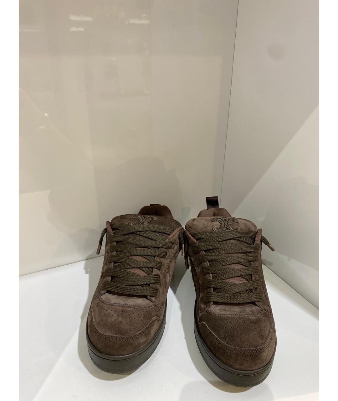 CELINE Коричневые замшевые низкие кроссовки / кеды, фото 3