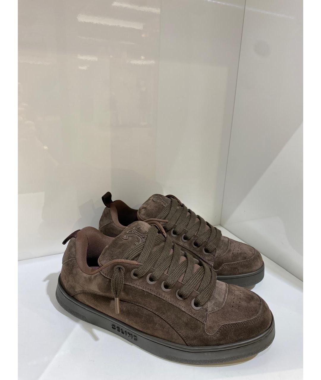 CELINE Коричневые замшевые низкие кроссовки / кеды, фото 2