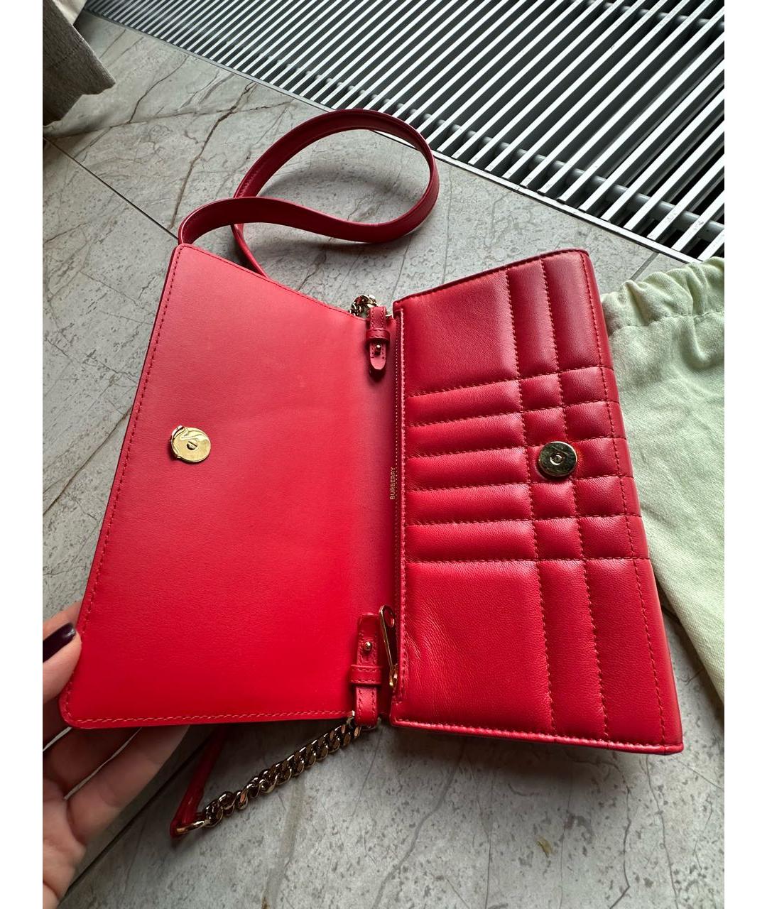BURBERRY Красная кожаная сумка через плечо, фото 4