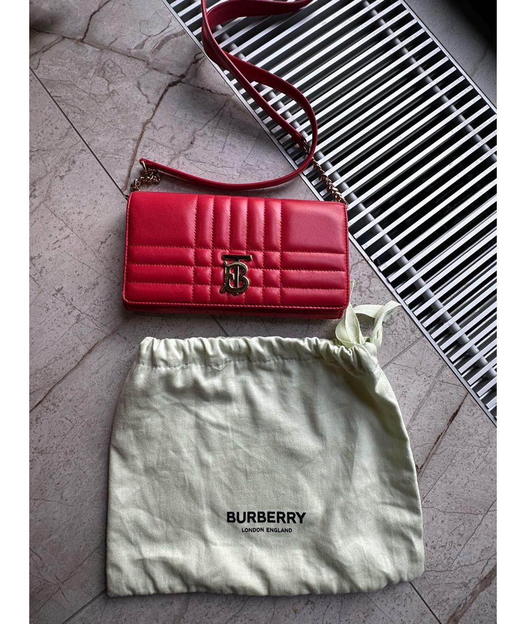 BURBERRY Красная кожаная сумка через плечо, фото 9