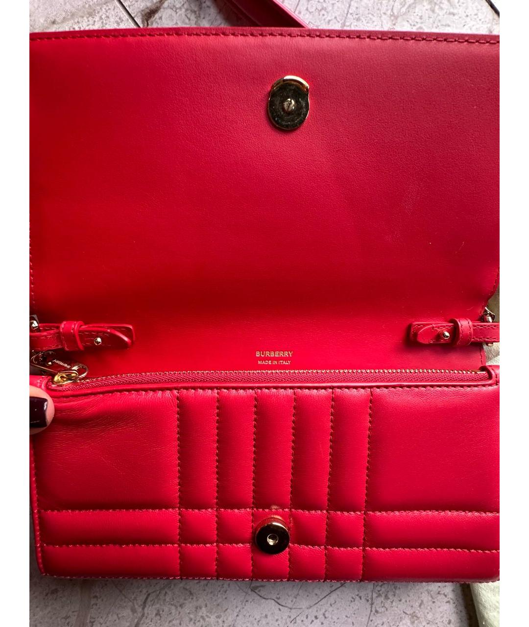 BURBERRY Красная кожаная сумка через плечо, фото 8