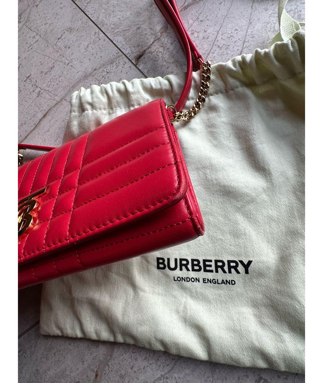 BURBERRY Красная кожаная сумка через плечо, фото 6