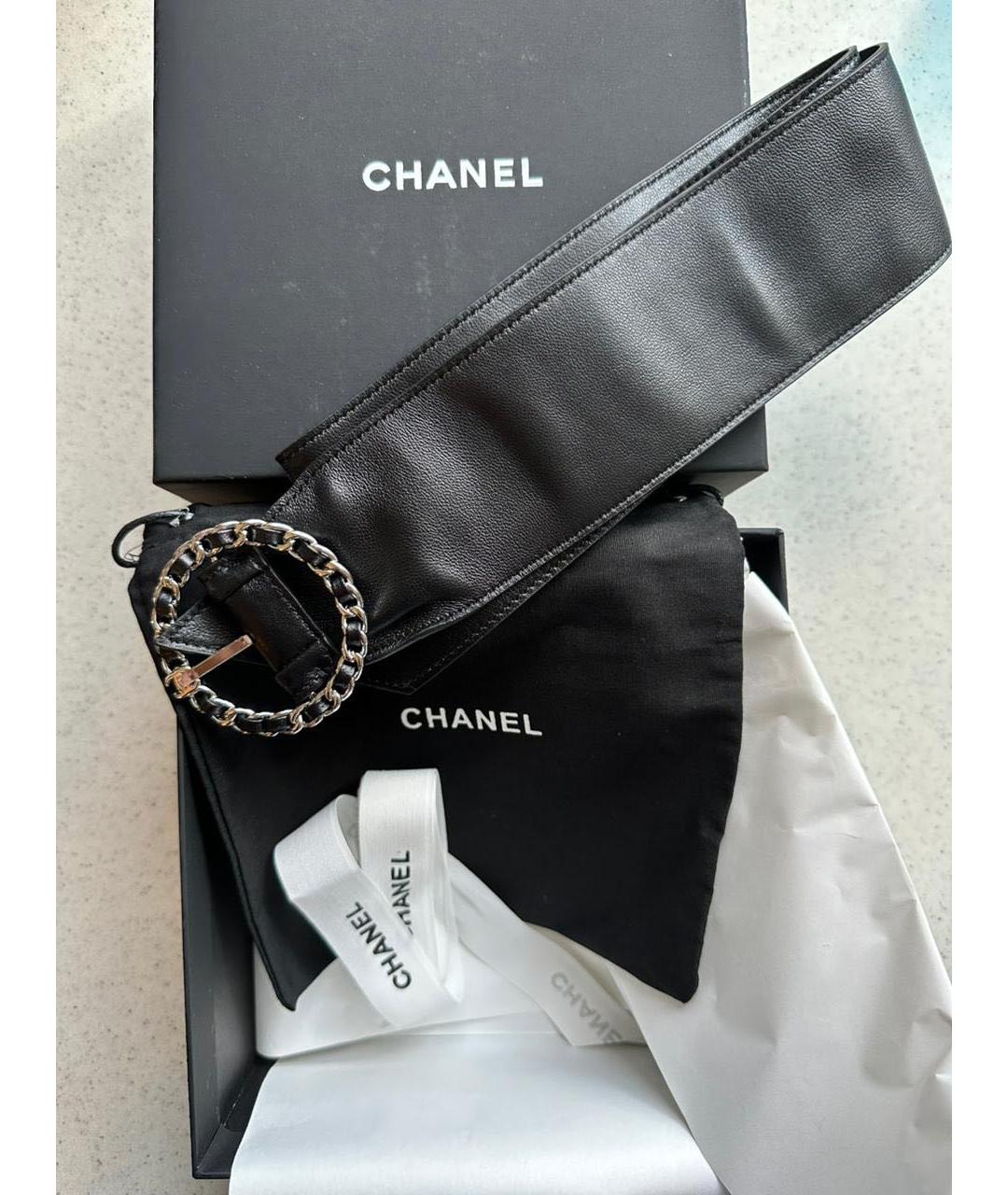 CHANEL Черный кожаный ремень, фото 6