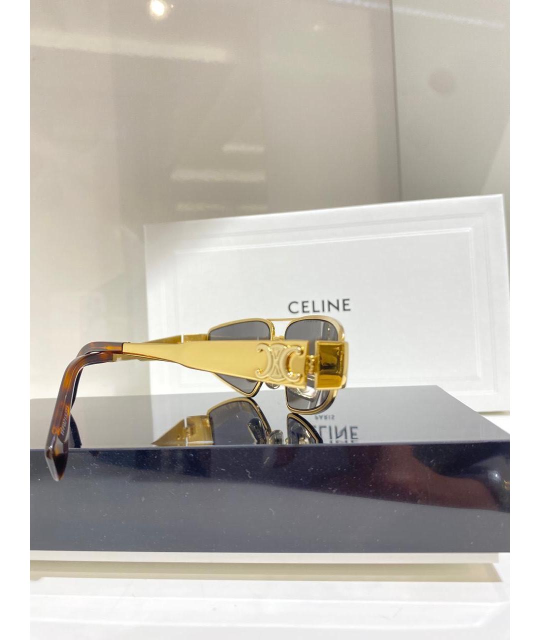 CELINE Золотые металлические солнцезащитные очки, фото 3