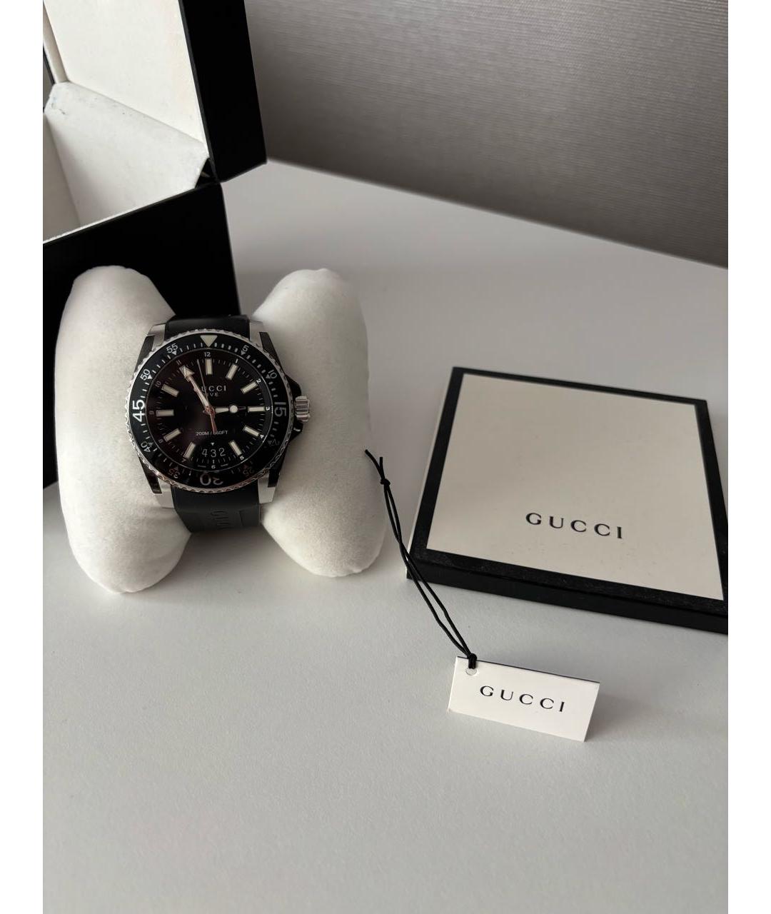 GUCCI Черные стальные часы, фото 4