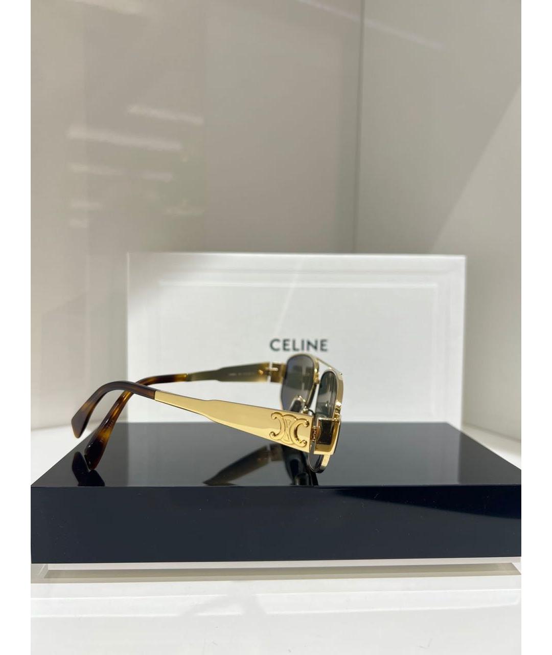 CELINE Золотые металлические солнцезащитные очки, фото 3