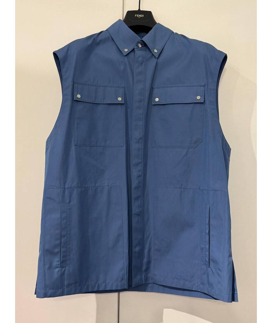 FENDI Синий хлопковый жилет, фото 4