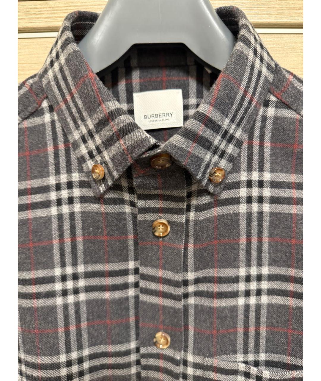 BURBERRY Серая хлопковая кэжуал рубашка, фото 3