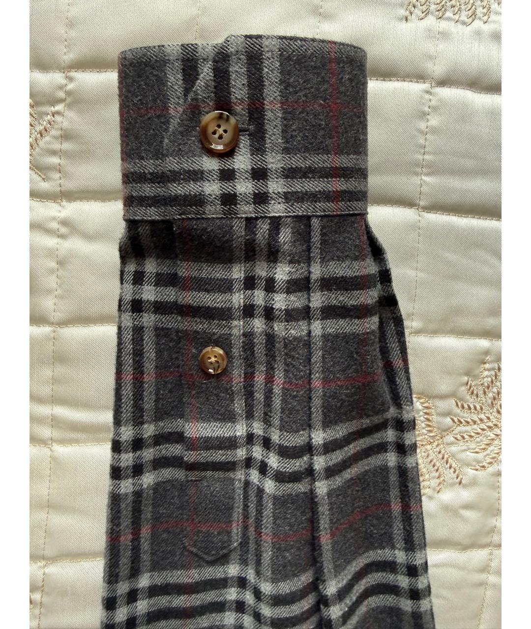 BURBERRY Серая хлопковая кэжуал рубашка, фото 6