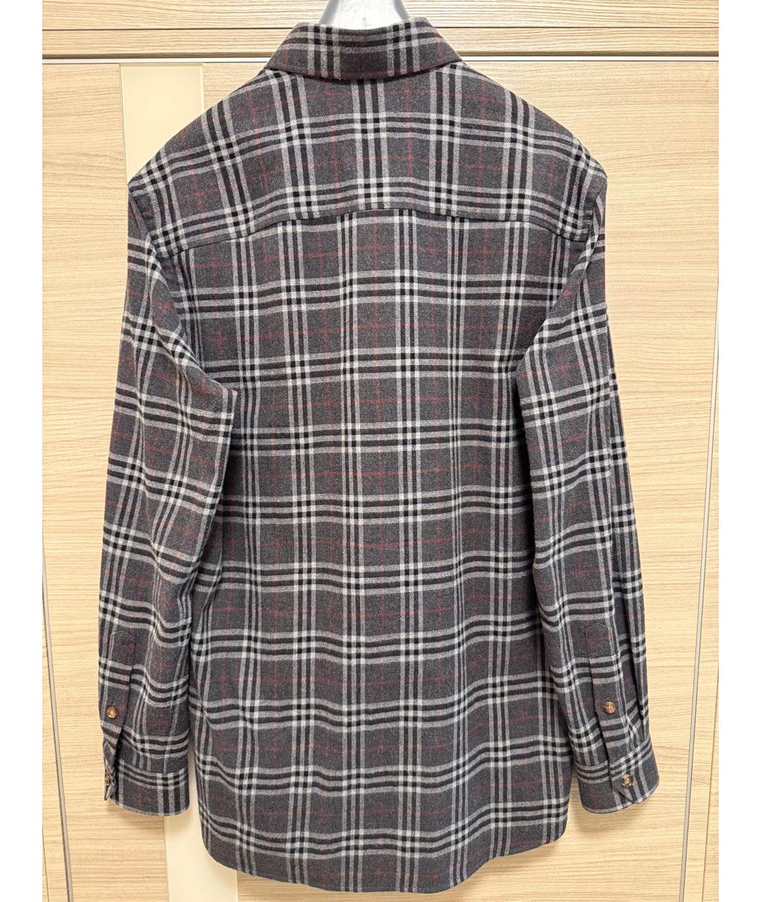 BURBERRY Серая хлопковая кэжуал рубашка, фото 2