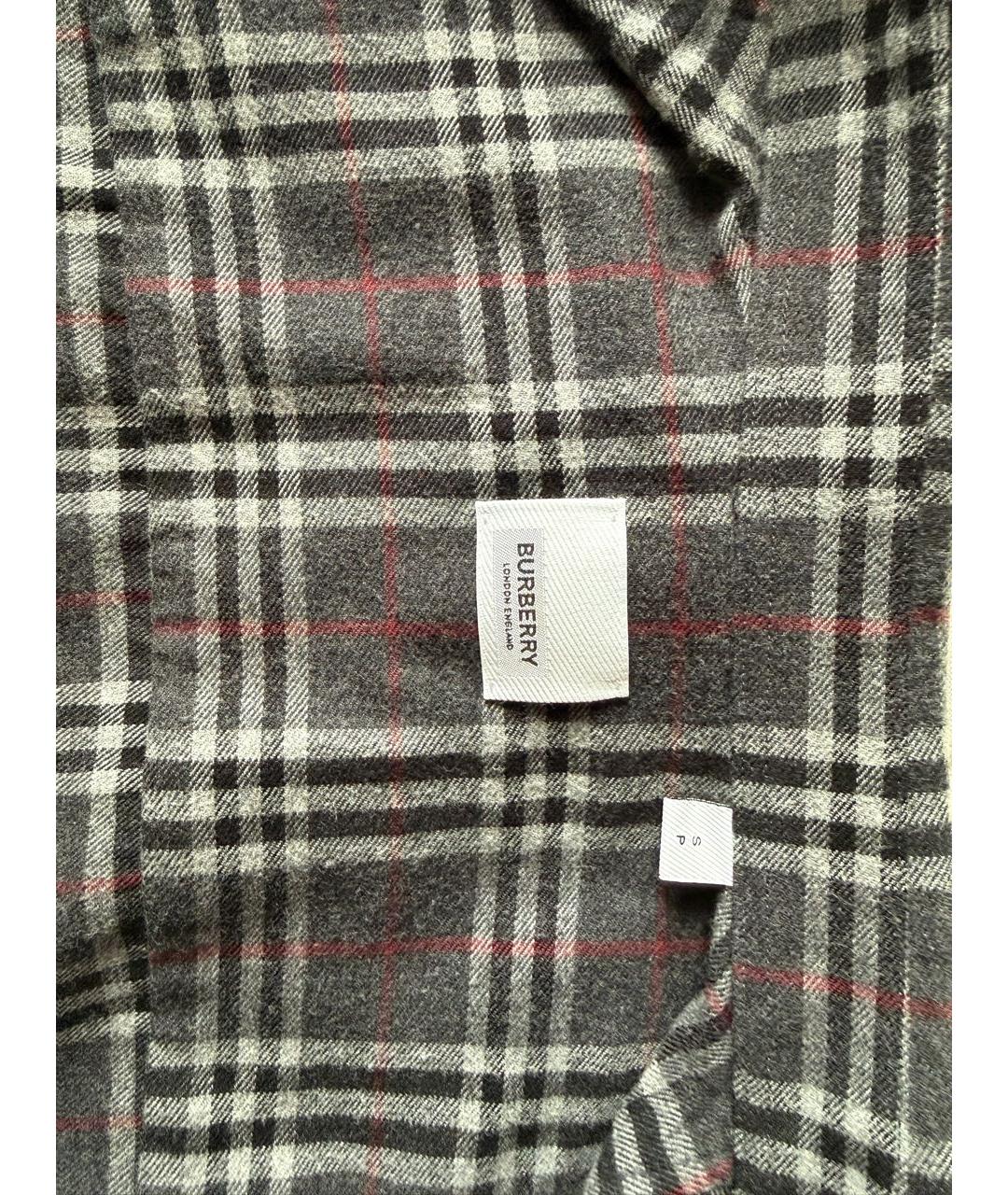 BURBERRY Серая хлопковая кэжуал рубашка, фото 5