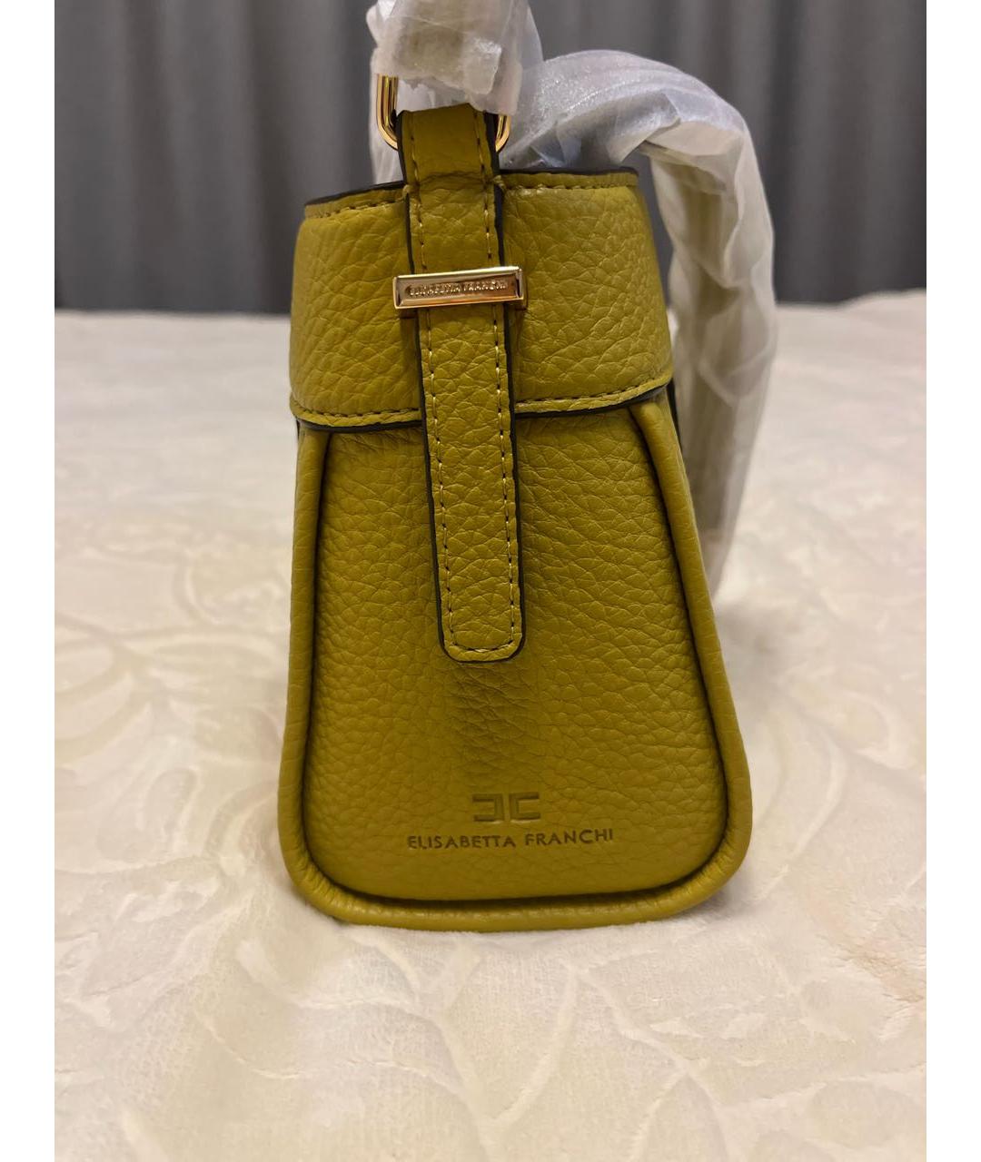 ELISABETTA FRANCHI Желтая сумка с короткими ручками из искусственной кожи, фото 4