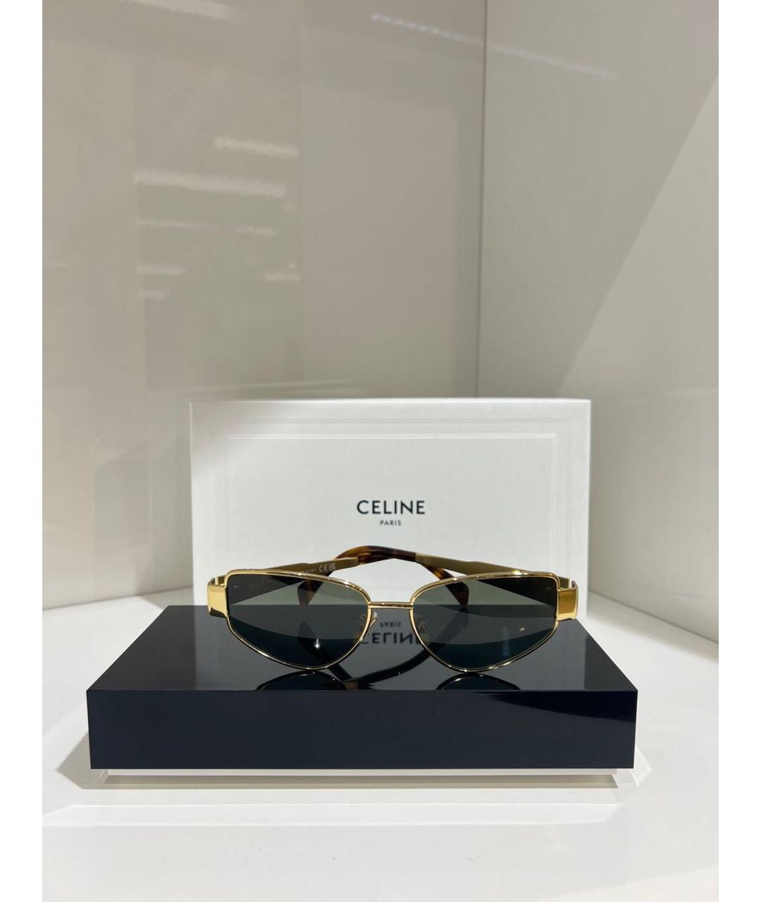 CELINE Золотые металлические солнцезащитные очки, фото 2