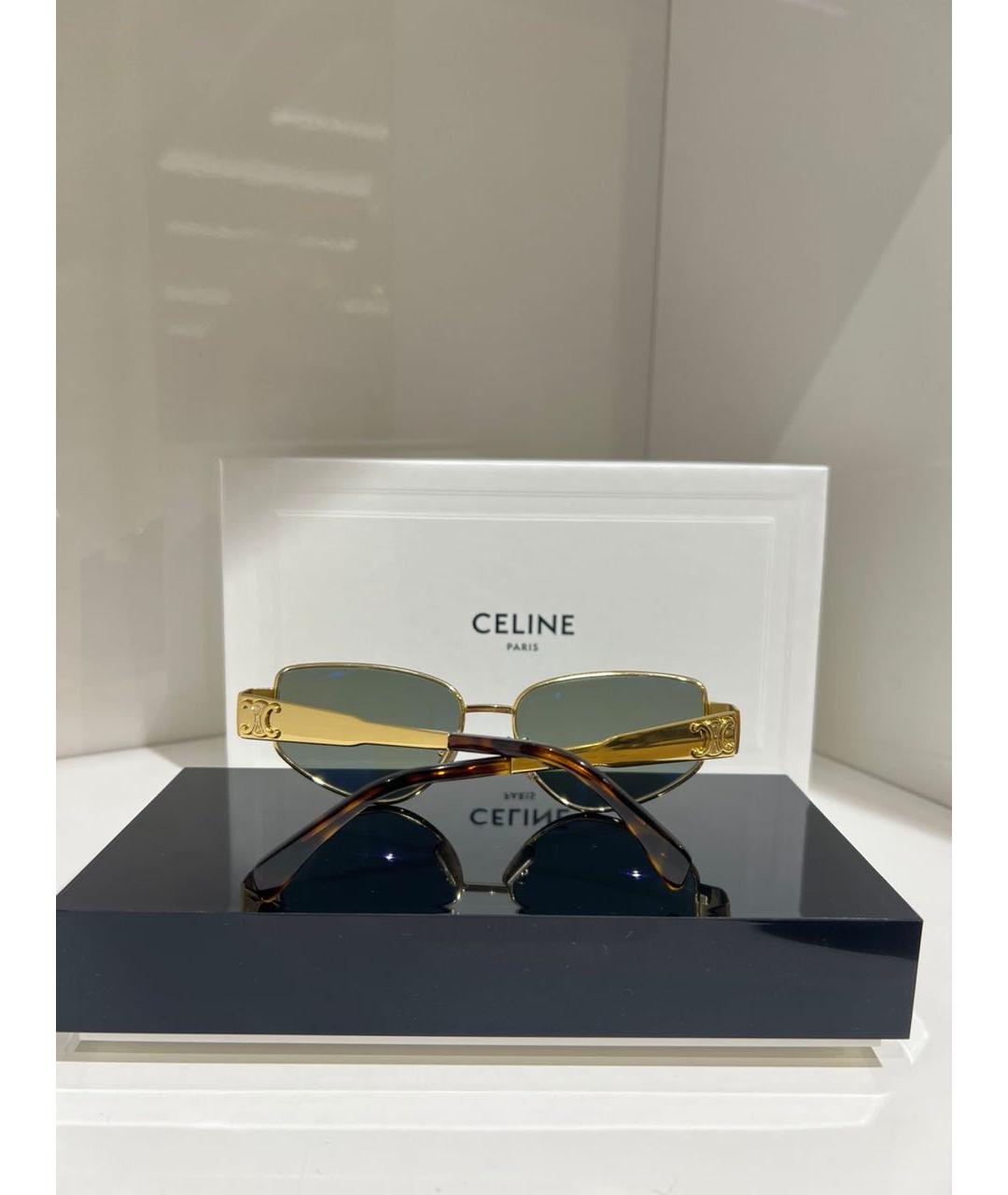 CELINE Золотые металлические солнцезащитные очки, фото 3
