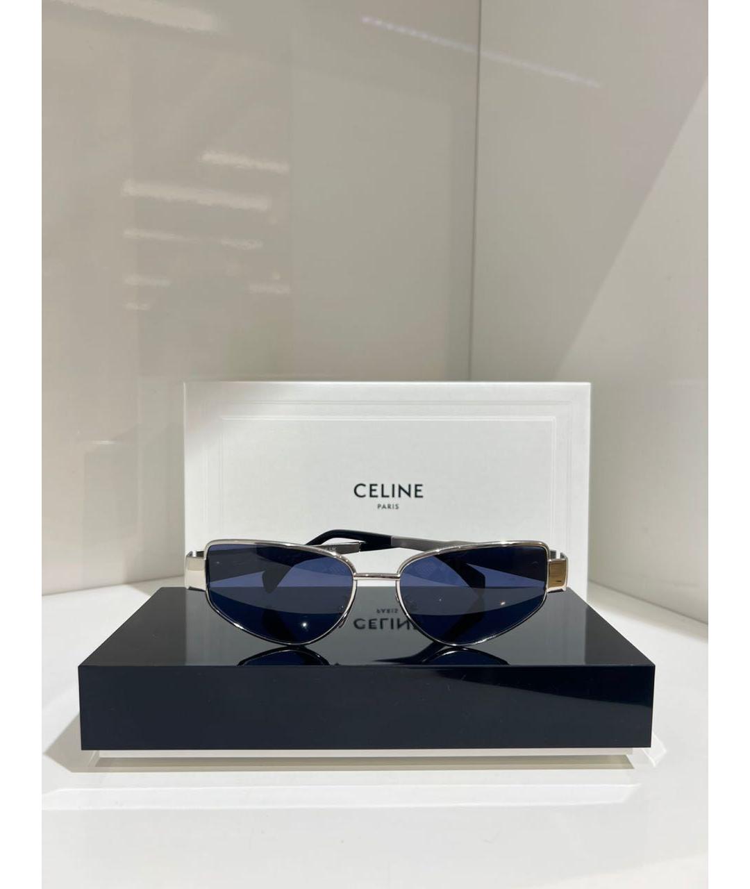 CELINE Серебряные металлические солнцезащитные очки, фото 2