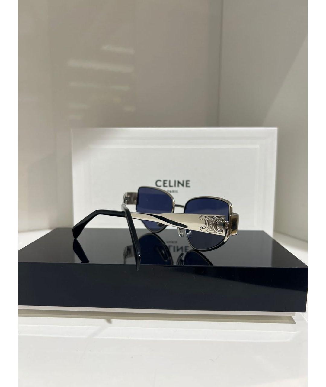 CELINE Серебряные металлические солнцезащитные очки, фото 3