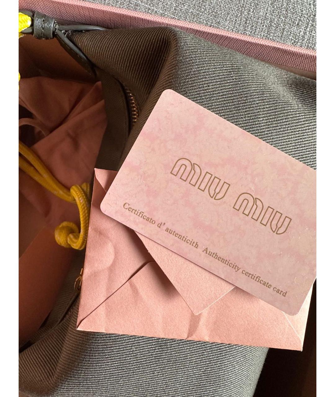 MIU MIU Хаки хлопковая сумка с короткими ручками, фото 7