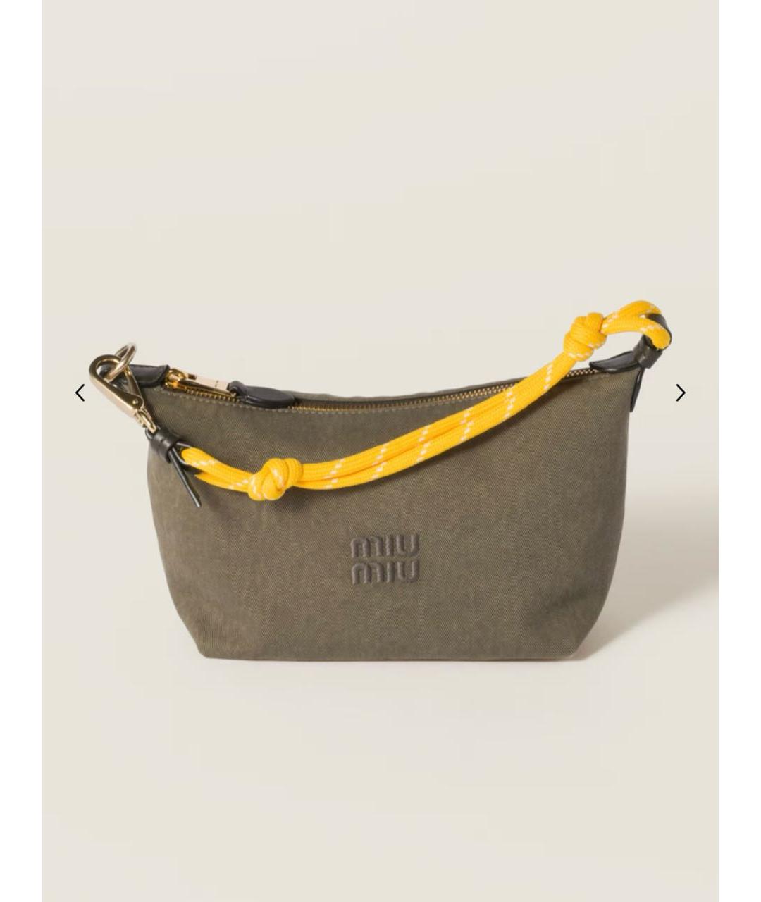 MIU MIU Хаки хлопковая сумка с короткими ручками, фото 9