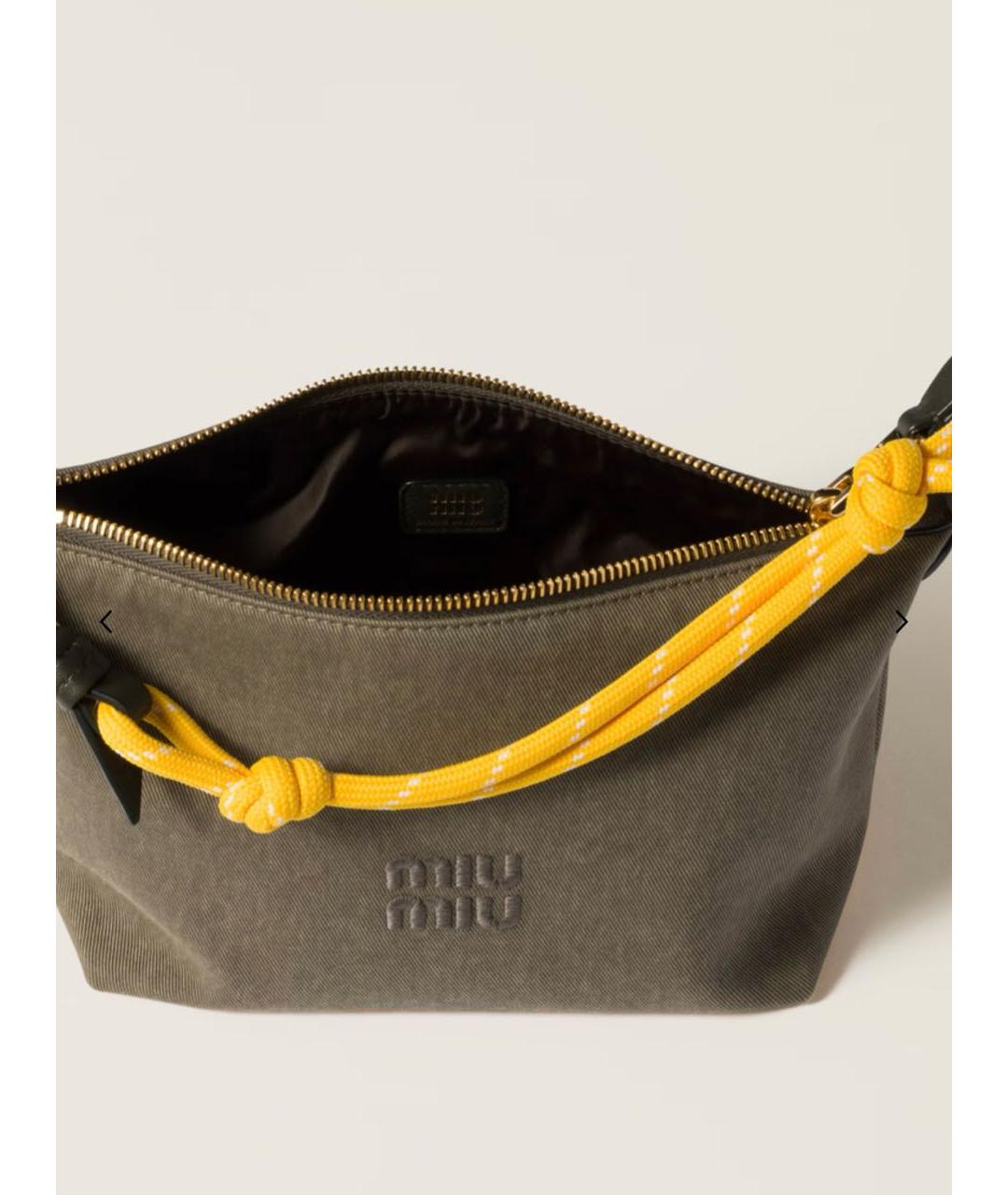 MIU MIU Хаки хлопковая сумка с короткими ручками, фото 2