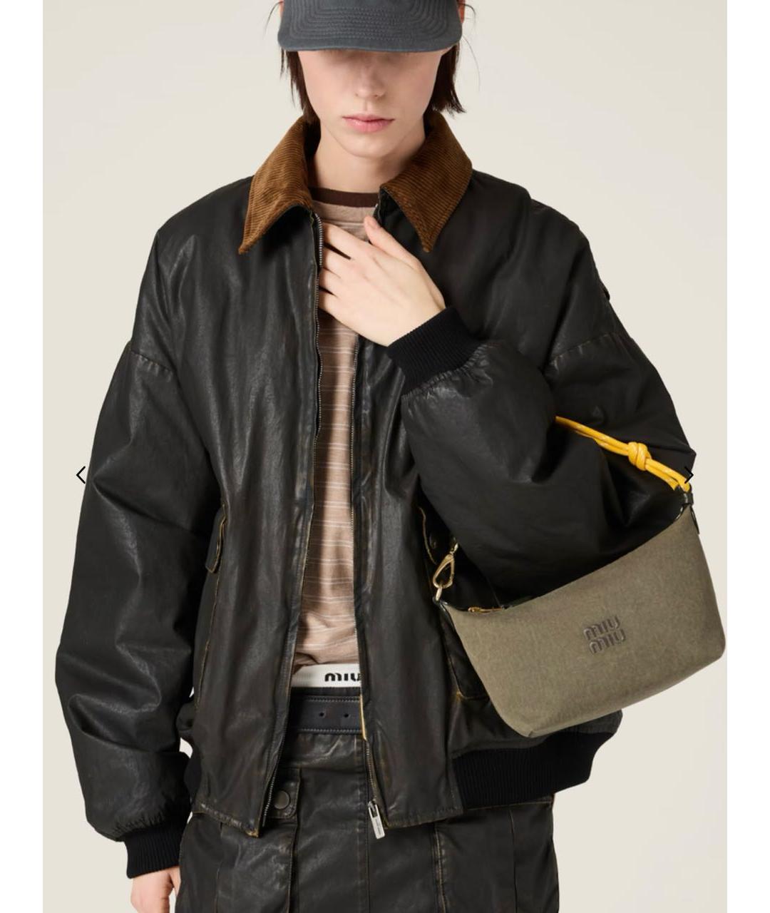 MIU MIU Хаки хлопковая сумка с короткими ручками, фото 3