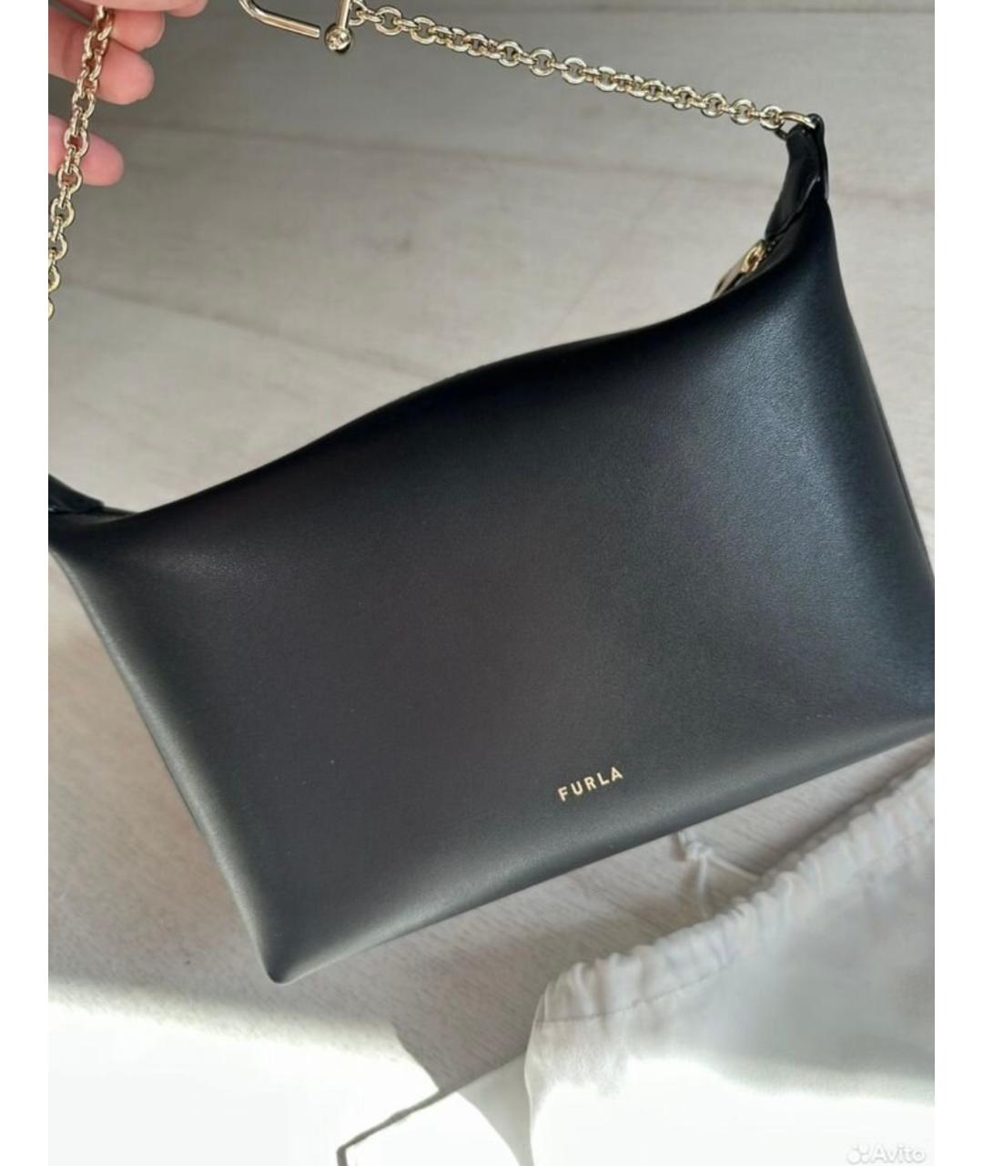 FURLA Черная кожаная сумка с короткими ручками, фото 5