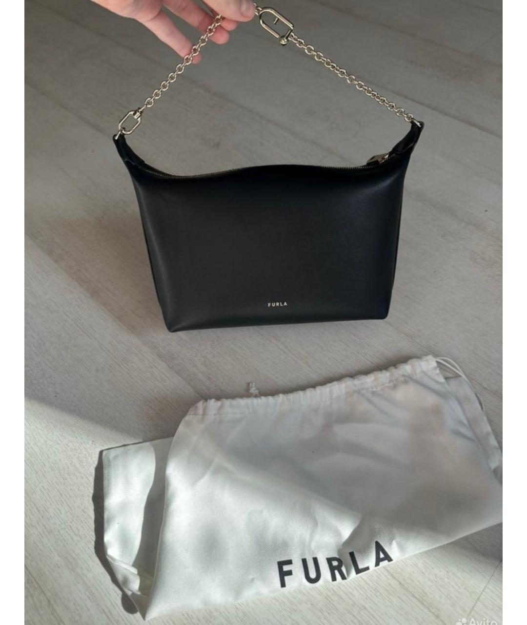FURLA Черная кожаная сумка с короткими ручками, фото 3