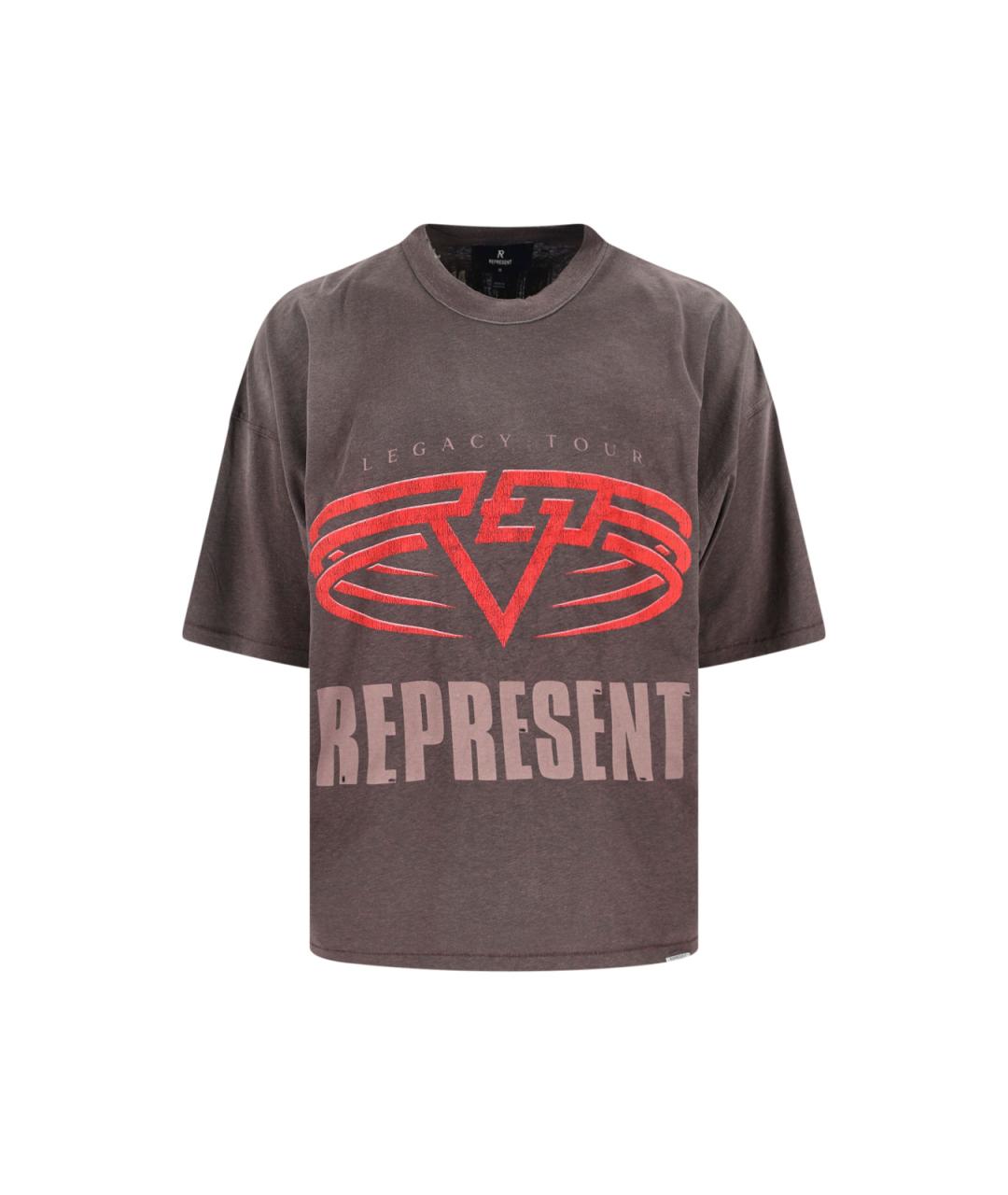REPRESENT Коричневая хлопковая футболка, фото 1