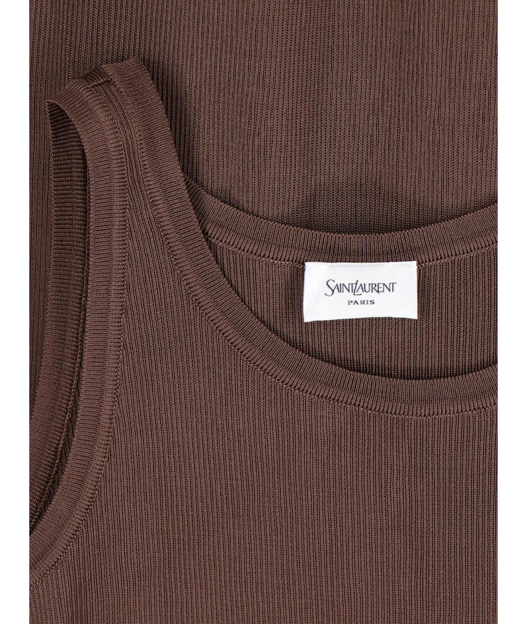 SAINT LAURENT Коричневое вискозное платье, фото 3